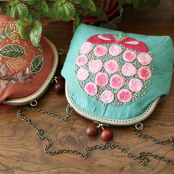 Kryžminis siuvimo rinkinys monetainei piniginei su gėlių raštu ant išsiuvinės drobės, 3D saugojimo dizainas, prekės ženklas Shallow Grass