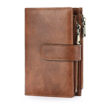 Къс дамски портфейл RFID, многофункционален, три секционен PU кожа, подплата полиестер