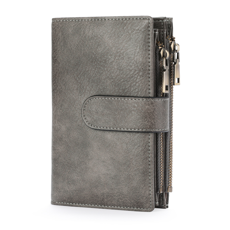 Къс дамски портфейл RFID, многофункционален, три секционен PU кожа, подплата полиестер