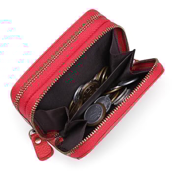 SENDEFN 5210 Γυναικεία Θήκη Καρτών από Γνήσιο Δέρμα Βοοειδών με Διπλό Φερμουάρ, RFID Αντιμαγνητικό, Μεγάλη Χωρητικότητα