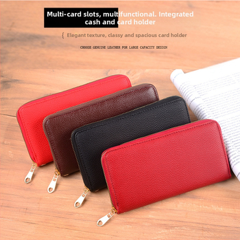 Μακρύς κάτοχος καρτών για γυναίκες – Κορεατικού στυλ, Μεγάλη χωρητικότητα, Συνθετικό δέρμα, Μονόχρωμο σχέδιο, Επαγγελματικό clutch (Συνθετικό δέρμα; Μονόχρωμο σχέδιο; Για γυναίκες; Επαγγελματικό)