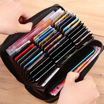 Dug držač kartica za žene – Korejskog stila, Veliki kapacitet, Sintetička koža, Jednobojni dizajn, Poslovna clutch (Sintetička koža; Jednobojni dizajn; Za žene; Poslovni stil)