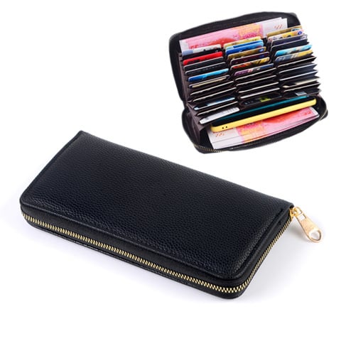 Dug držač kartica za žene – Korejskog stila, Veliki kapacitet, Sintetička koža, Jednobojni dizajn, Poslovna clutch (Sintetička koža; Jednobojni dizajn; Za žene; Poslovni stil)