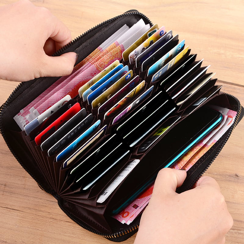 Dug držač kartica za žene – Korejskog stila, Veliki kapacitet, Sintetička koža, Jednobojni dizajn, Poslovna clutch (Sintetička koža; Jednobojni dizajn; Za žene; Poslovni stil)