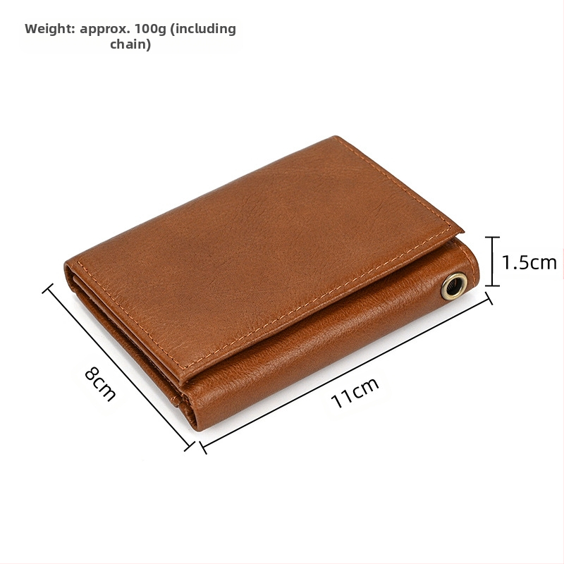 Pánska peňaženka z pravej kože, prvý vrstvový hovädzej kože, trojvýklopový dizajn, mincník, viac kariet, nylonová podšívka, kľúčenka