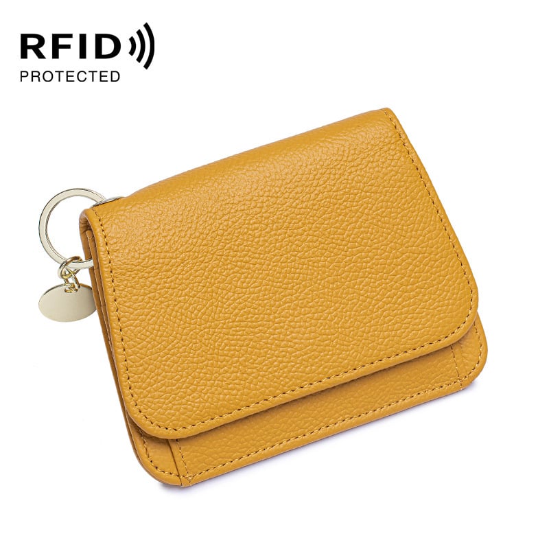 Női mini pénztárca valódi bőrből, ultra vékony, RFID védelem, első réteg marhahús bőr, poliészter bélés, városi minimalist stílus, kopásálló és lopás elleni védelem