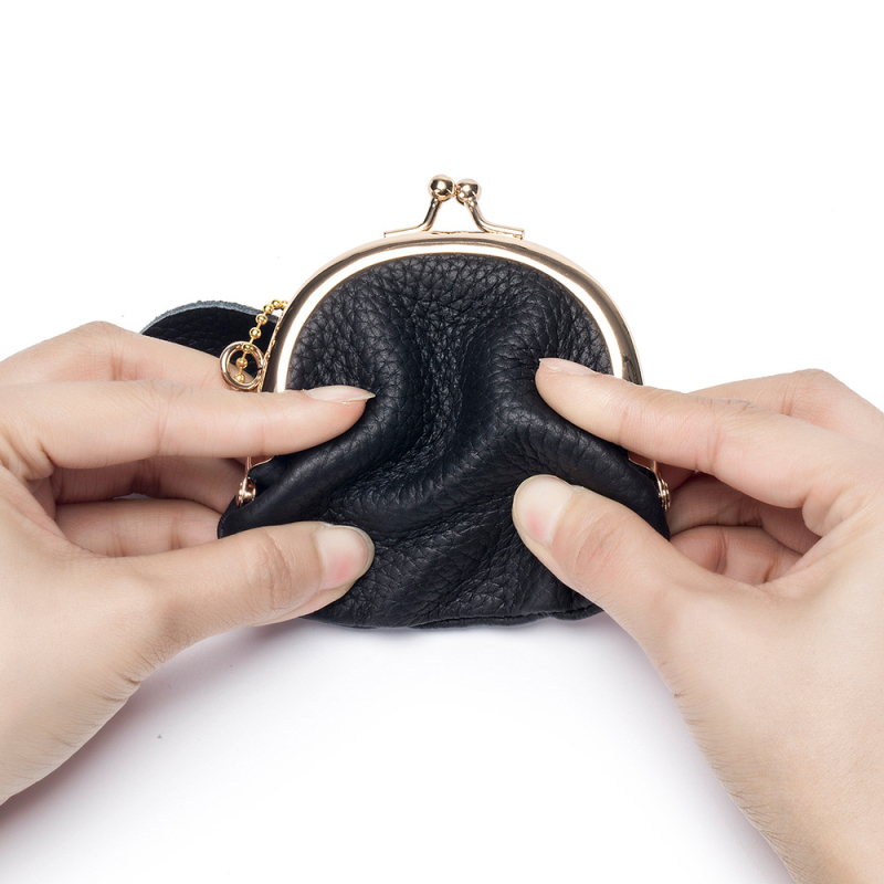 Moteriška monetų piniginė iš natūralios odos, pirmojo sluoksnio karvės odos, vientisas dizainas, poliesterio įdaila, lengva ir kompaktiška