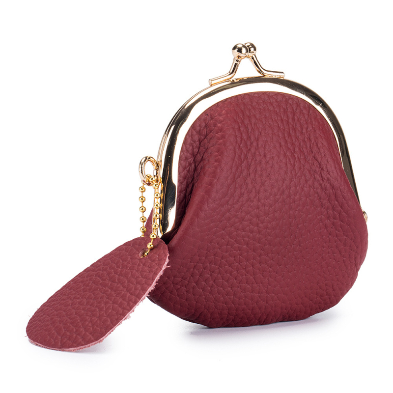 Moteriška monetų piniginė iš natūralios odos, pirmojo sluoksnio karvės odos, vientisas dizainas, poliesterio įdaila, lengva ir kompaktiška