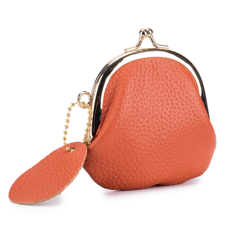 Moteriška monetų piniginė iš natūralios odos, pirmojo sluoksnio karvės odos, vientisas dizainas, poliesterio įdaila, lengva ir kompaktiška