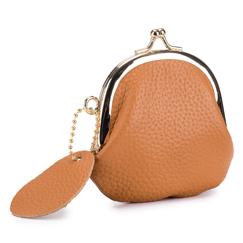 Moteriška monetų piniginė iš natūralios odos, pirmojo sluoksnio karvės odos, vientisas dizainas, poliesterio įdaila, lengva ir kompaktiška