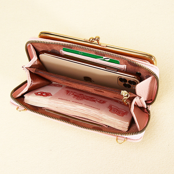 Moters telefoninė rankinė Qianbo/QBH, PU oda, horizontalaus kvadrato formos, užtrauktukas uždarymas, kortelių skyriai