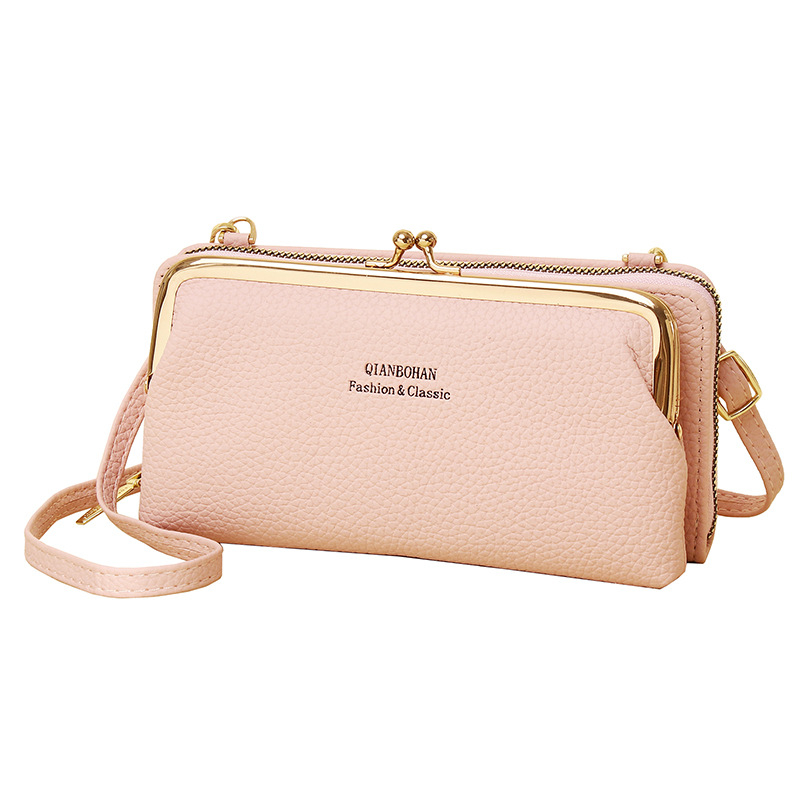 Moters telefoninė rankinė Qianbo/QBH, PU oda, horizontalaus kvadrato formos, užtrauktukas uždarymas, kortelių skyriai