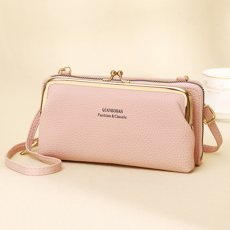 Moters telefoninė rankinė Qianbo/QBH, PU oda, horizontalaus kvadrato formos, užtrauktukas uždarymas, kortelių skyriai