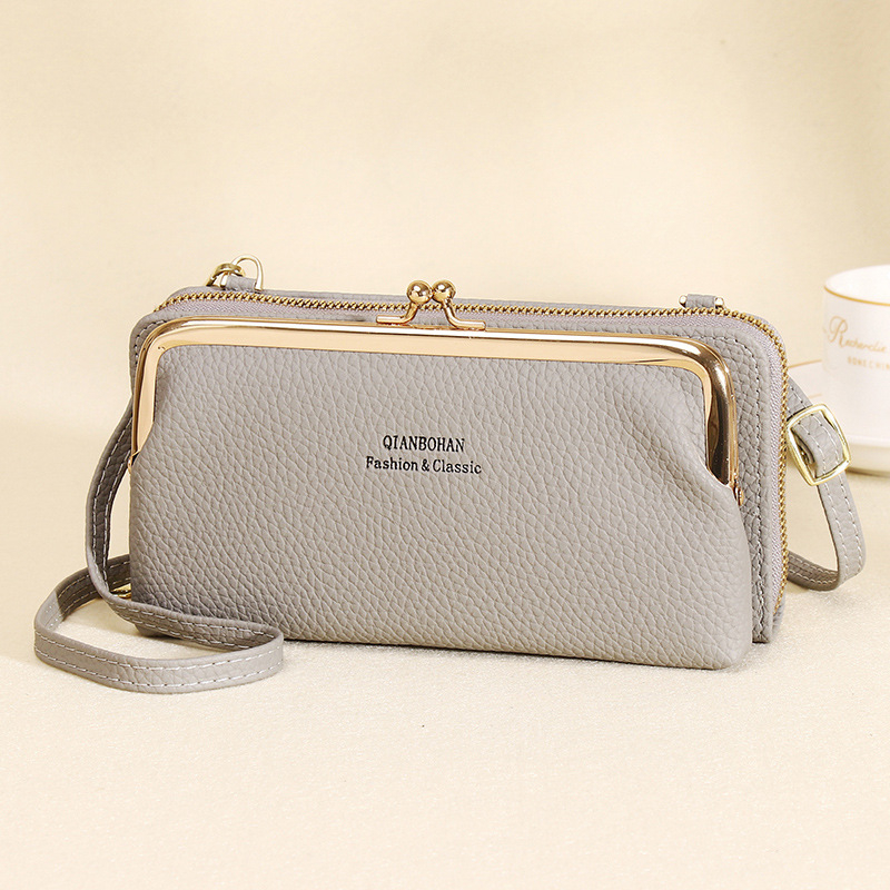 Moters telefoninė rankinė Qianbo/QBH, PU oda, horizontalaus kvadrato formos, užtrauktukas uždarymas, kortelių skyriai