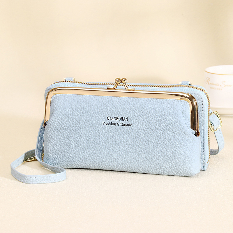 Moters telefoninė rankinė Qianbo/QBH, PU oda, horizontalaus kvadrato formos, užtrauktukas uždarymas, kortelių skyriai