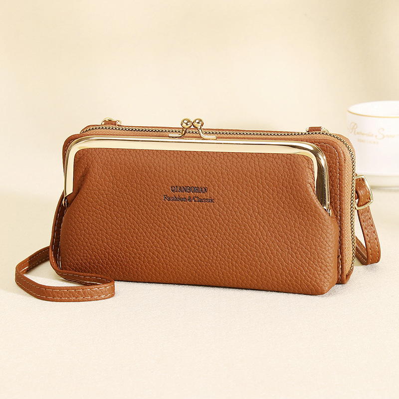 Moters telefoninė rankinė Qianbo/QBH, PU oda, horizontalaus kvadrato formos, užtrauktukas uždarymas, kortelių skyriai