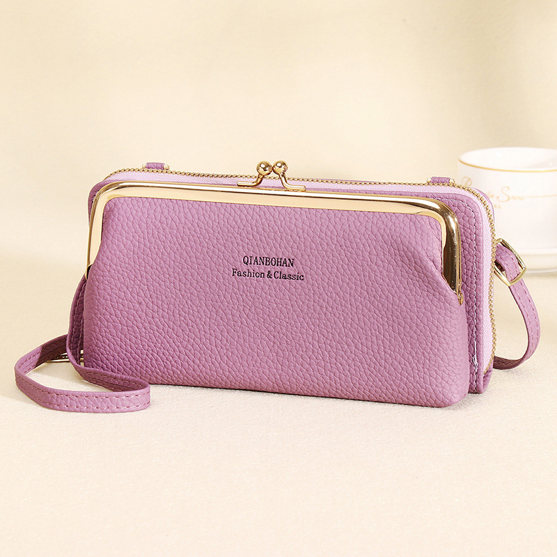 Moters telefoninė rankinė Qianbo/QBH, PU oda, horizontalaus kvadrato formos, užtrauktukas uždarymas, kortelių skyriai