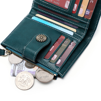Portofel din piele PU cu fermoar pentru monede, suport pentru carduri, utilizare zilnică, căptușire poliester