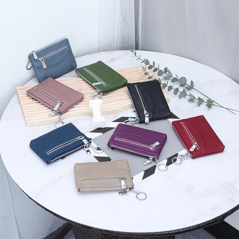 Uniszex valódi bőr pénztárca, városi minimalistikus stílusban, rekeszek kártyákhoz, érmékhez és ID-hez, poliészter bélés, első réteg szarvasmarha bőrből