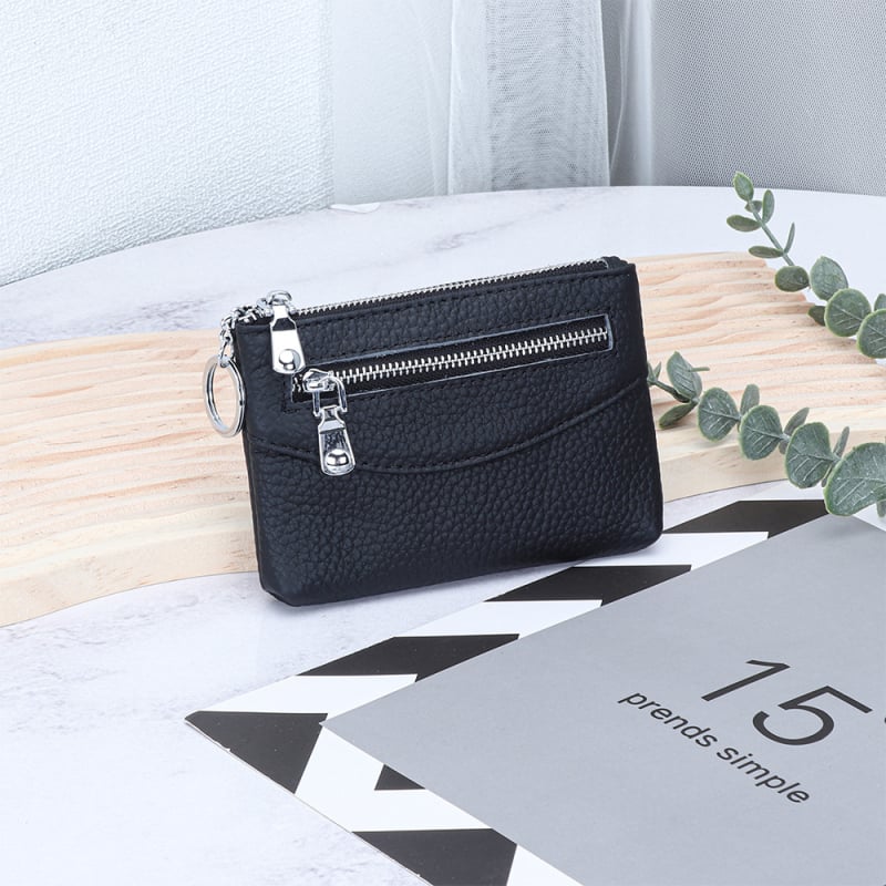 Uniszex valódi bőr pénztárca, városi minimalistikus stílusban, rekeszek kártyákhoz, érmékhez és ID-hez, poliészter bélés, első réteg szarvasmarha bőrből