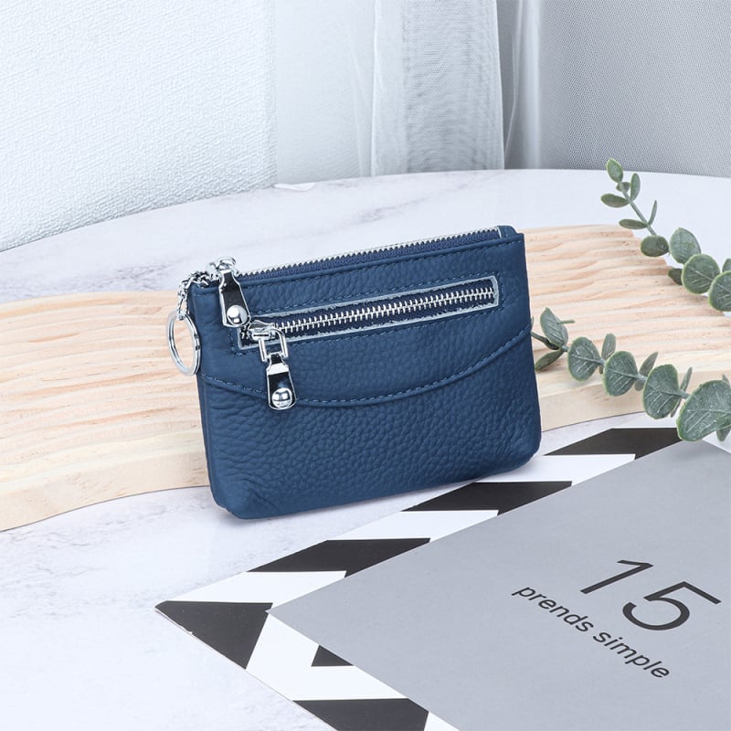 Uniszex valódi bőr pénztárca, városi minimalistikus stílusban, rekeszek kártyákhoz, érmékhez és ID-hez, poliészter bélés, első réteg szarvasmarha bőrből