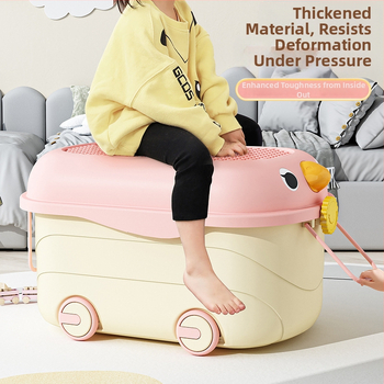 Κουτί αποθήκευσης παιχνιδιών με δημιουργικό σχεδιασμό; πλαστικό PP; χωρητικότητα 20-30 L; φορητό με ρόδες; κατάλληλο για παιχνίδια, μικροπράγματα και ρούχα στο σαλόνι