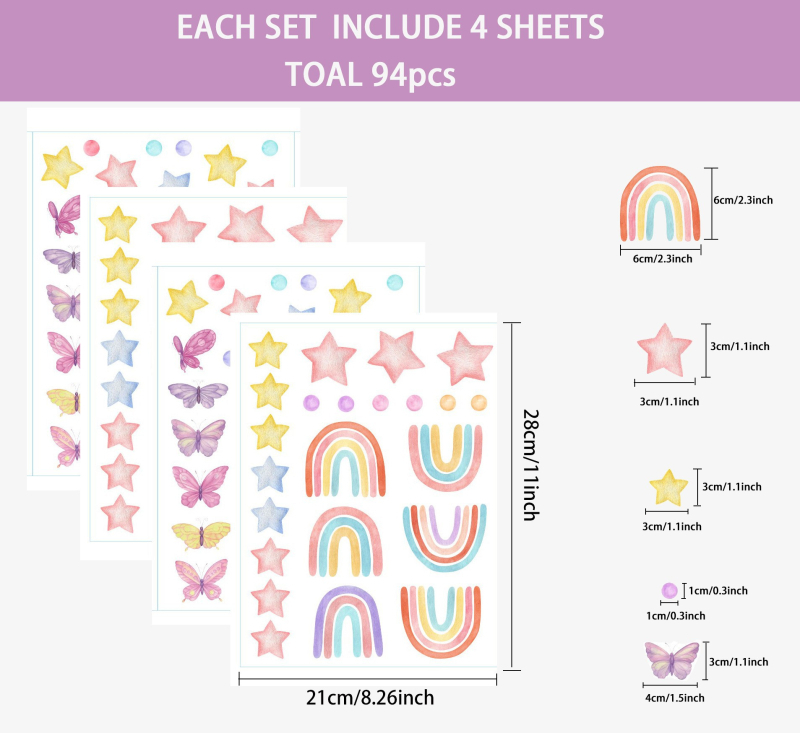 Carpenter`s Line PVC lipnus sienų lipdukas – boho/Ins stilius, širdies ir vaivorykštės motyvas, graffiti sienų lipdukas, svetainė, miegamasis, studija, įėjimas