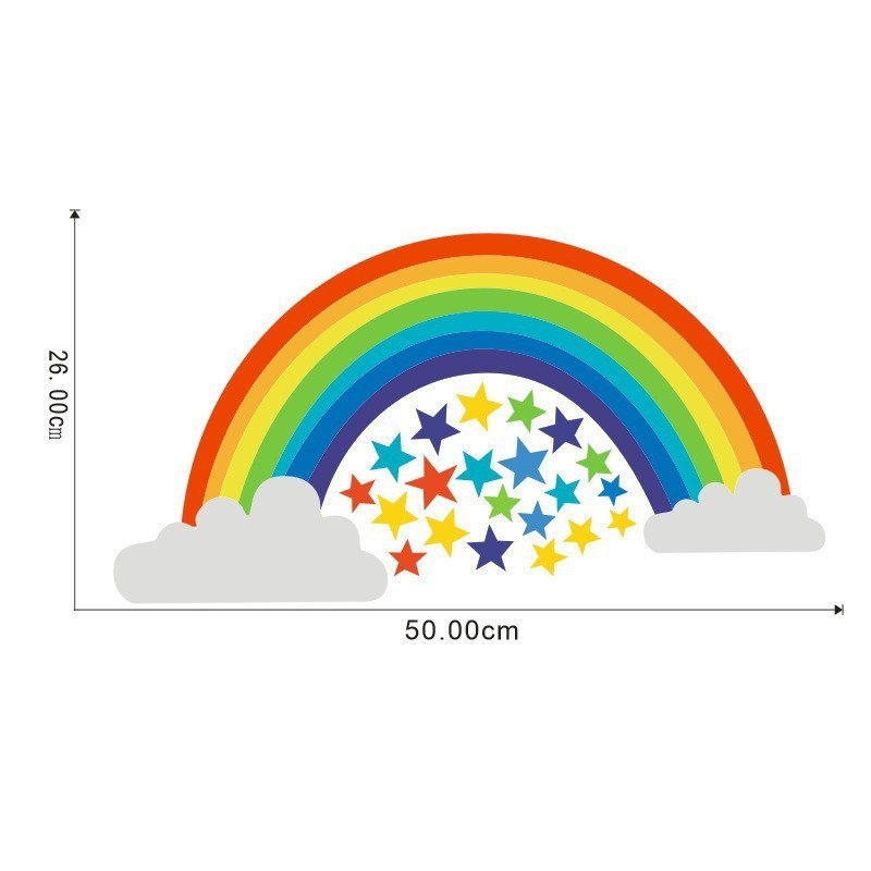 Carpenter`s Line PVC lipnus sienų lipdukas – boho/Ins stilius, širdies ir vaivorykštės motyvas, graffiti sienų lipdukas, svetainė, miegamasis, studija, įėjimas