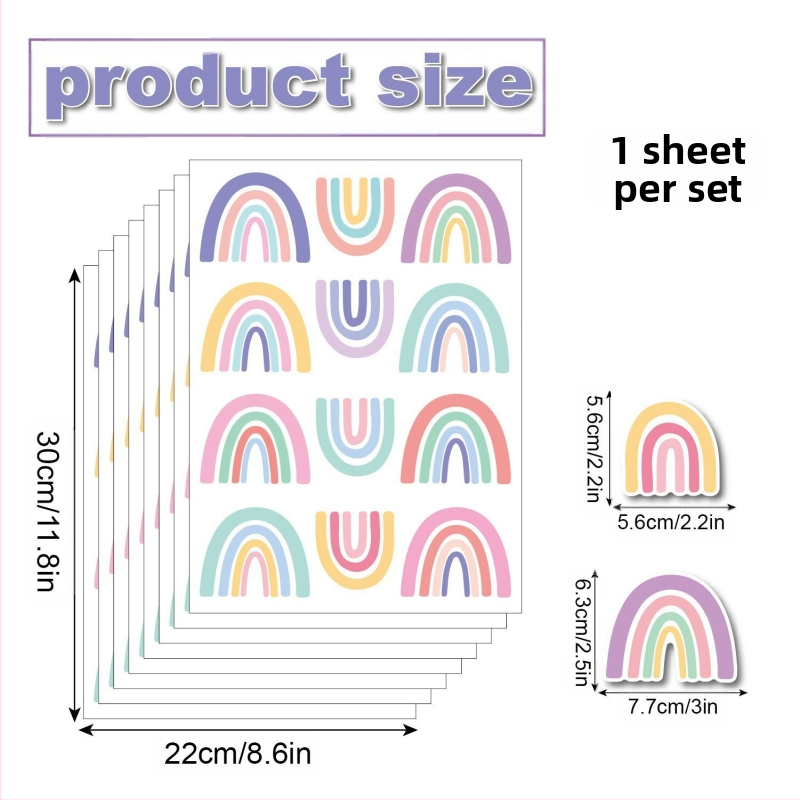 Carpenter`s Line PVC lipnus sienų lipdukas – boho/Ins stilius, širdies ir vaivorykštės motyvas, graffiti sienų lipdukas, svetainė, miegamasis, studija, įėjimas