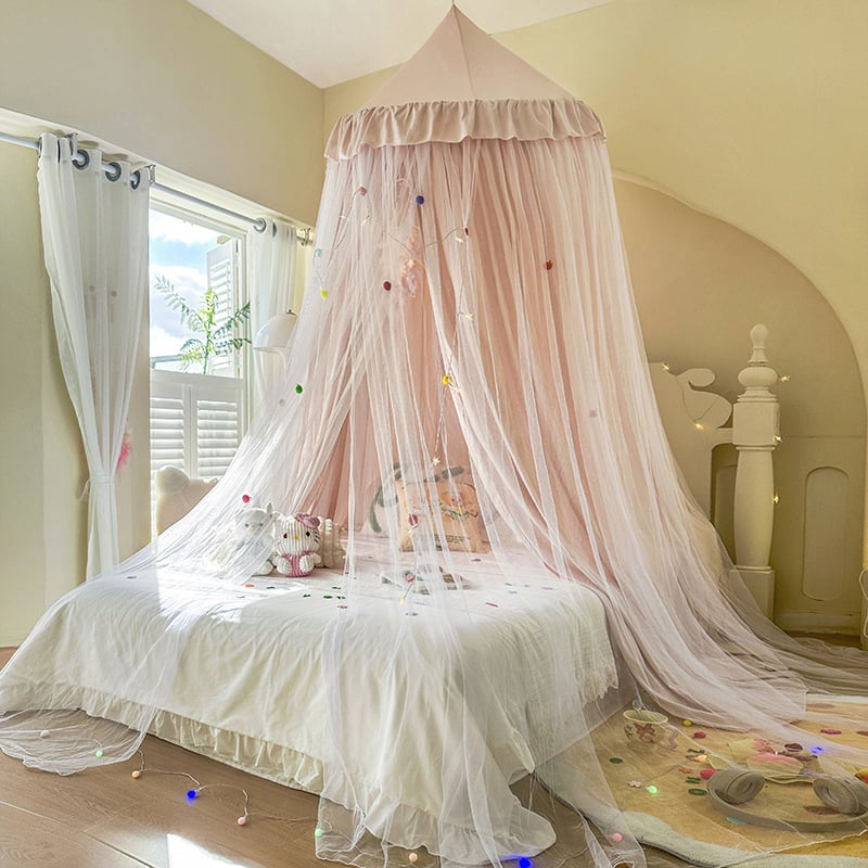 Висяща куполна москитна мрежа за легло — полиестер, рамка стомана/тел, една врата, универсално приложение