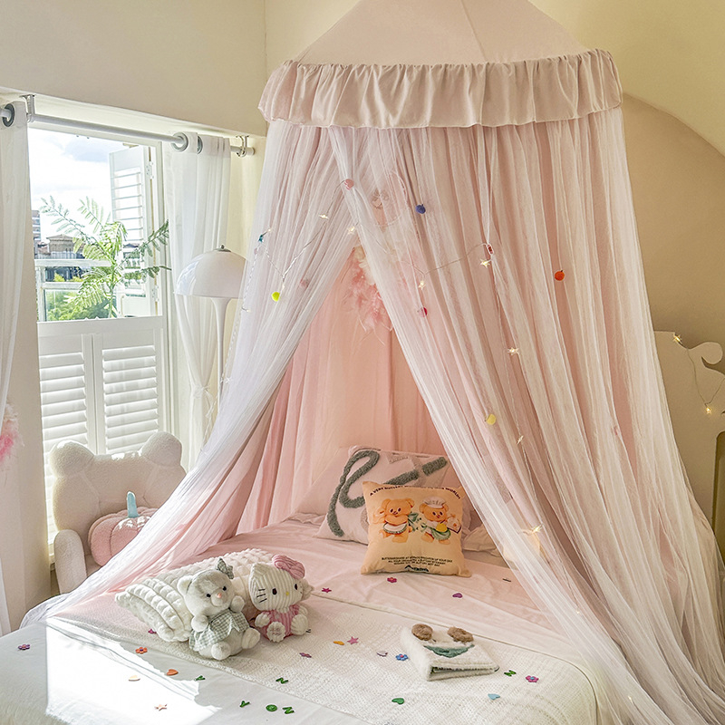 Висяща куполна москитна мрежа за легло — полиестер, рамка стомана/тел, една врата, универсално приложение