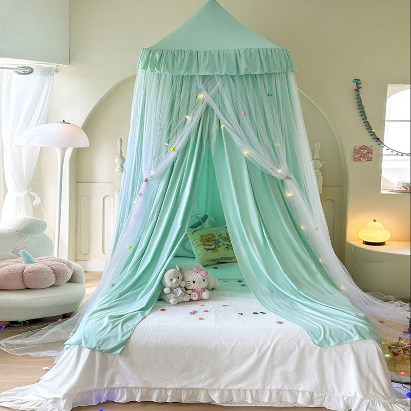 Висяща куполна москитна мрежа за легло — полиестер, рамка стомана/тел, една врата, универсално приложение