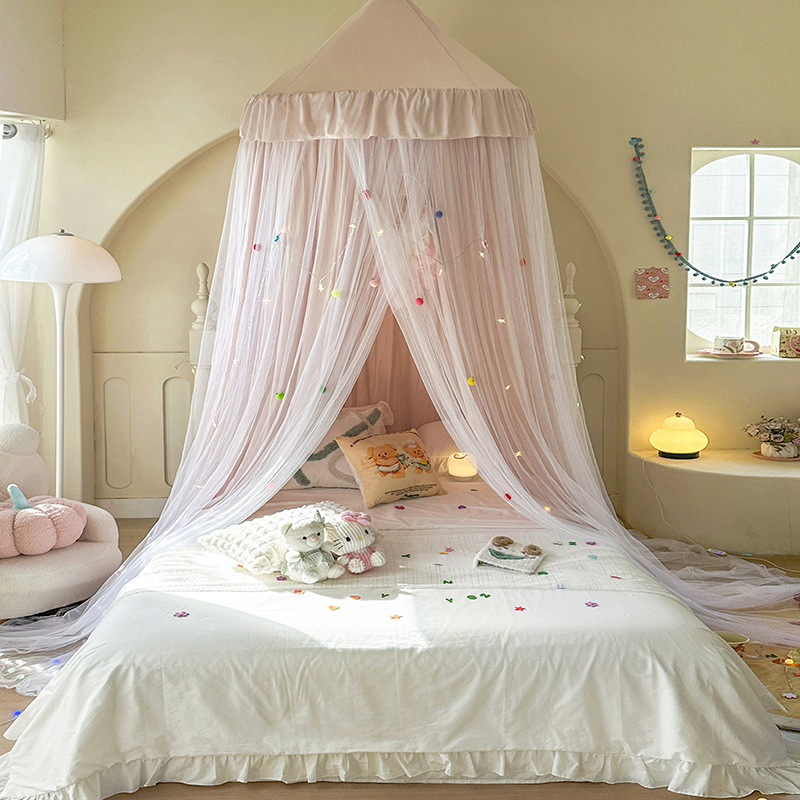 Висяща куполна москитна мрежа за легло — полиестер, рамка стомана/тел, една врата, универсално приложение