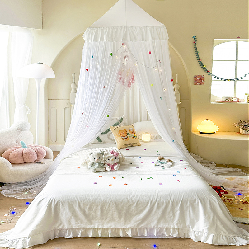 Висяща куполна москитна мрежа за легло — полиестер, рамка стомана/тел, една врата, универсално приложение