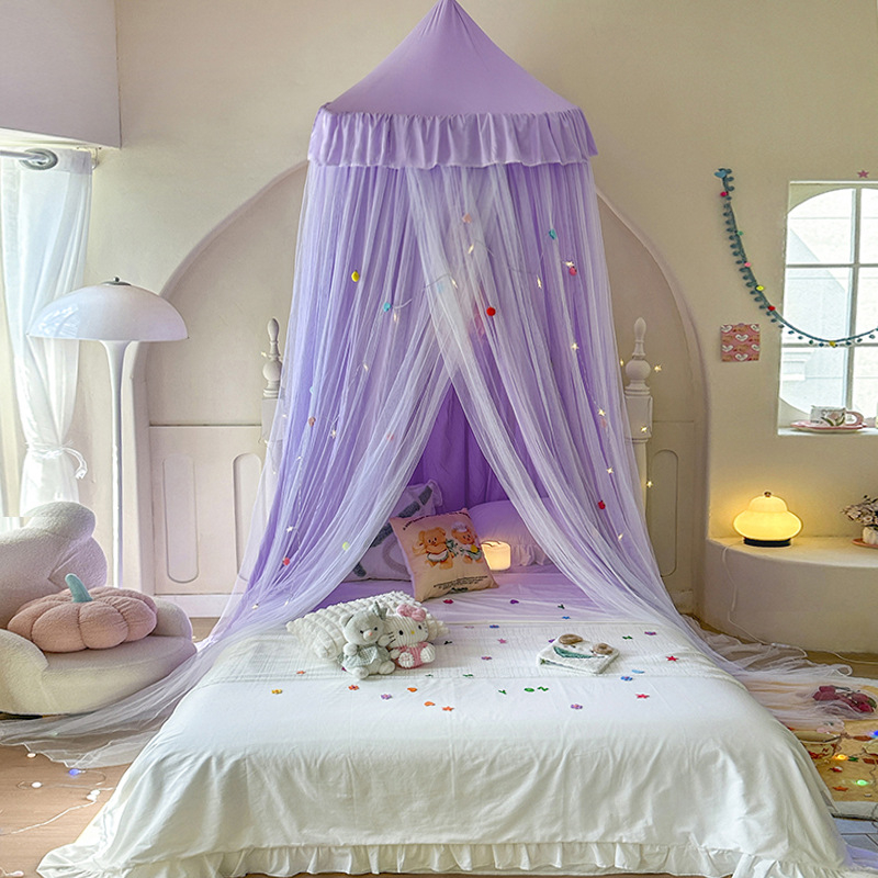 Висяща куполна москитна мрежа за легло — полиестер, рамка стомана/тел, една врата, универсално приложение