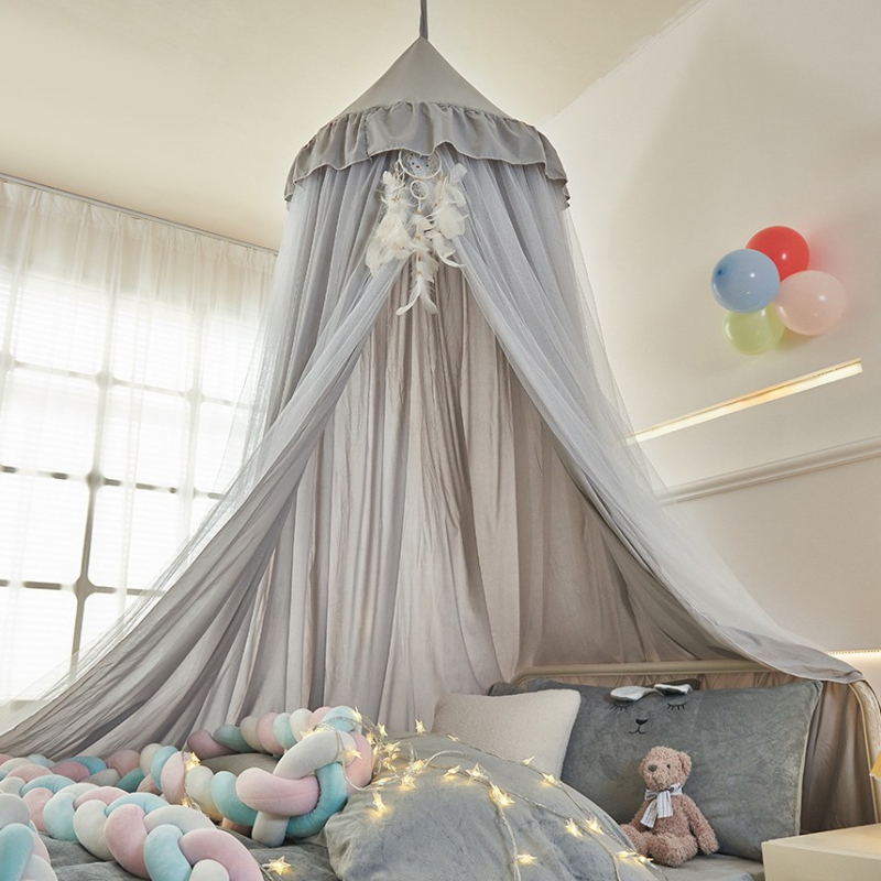 Висяща куполна москитна мрежа за легло — полиестер, рамка стомана/тел, една врата, универсално приложение