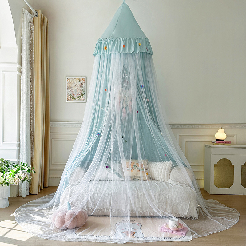 Висяща куполна москитна мрежа за легло — полиестер, рамка стомана/тел, една врата, универсално приложение