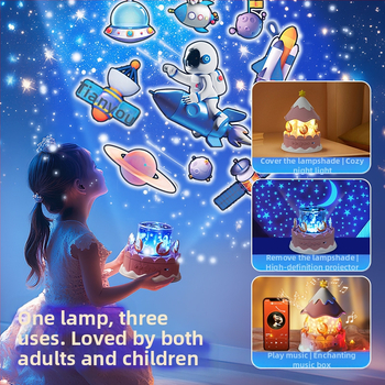 Звезден проектор нощна светлина за деца с прожекция и музикален звук; пластмасов корпус; подходящ за деца 4-6 години