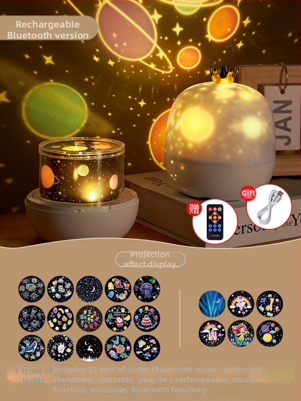 Projektor zvjezdanog neba noćna svjetlost za djecu, projekcija zvijezda i glazbeni zvuk, plastično kućište, za uzrast 4-6 godina