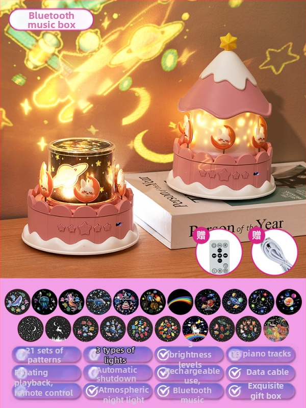 Projektor zvjezdanog neba noćna svjetlost za djecu, projekcija zvijezda i glazbeni zvuk, plastično kućište, za uzrast 4-6 godina