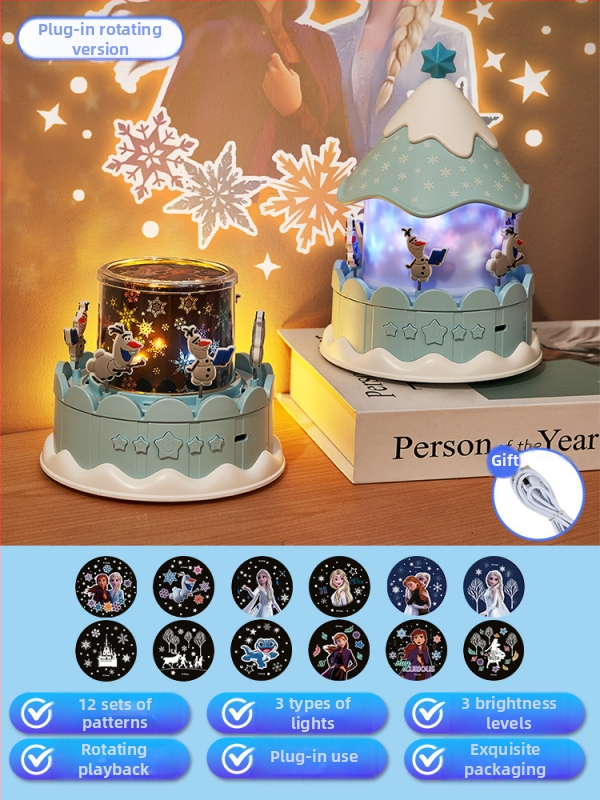 Projektor zvjezdanog neba noćna svjetlost za djecu, projekcija zvijezda i glazbeni zvuk, plastično kućište, za uzrast 4-6 godina