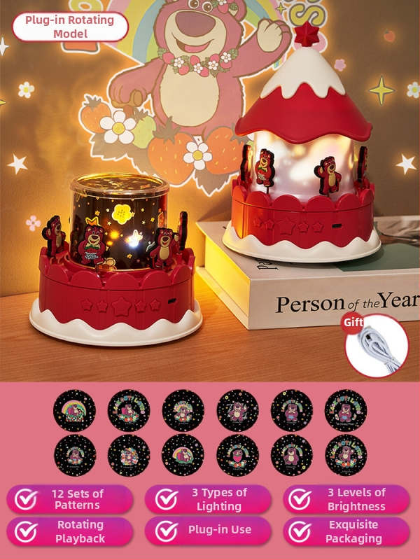 Projektor zvjezdanog neba noćna svjetlost za djecu, projekcija zvijezda i glazbeni zvuk, plastično kućište, za uzrast 4-6 godina