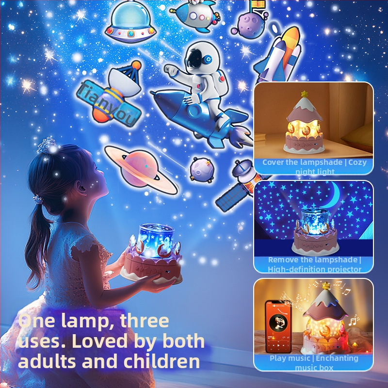 Звезден проектор нощна светлина за деца с прожекция и музикален звук; пластмасов корпус; подходящ за деца 4-6 години