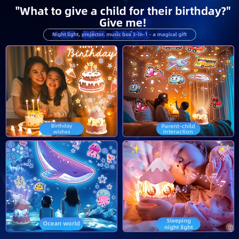 Звезден проектор нощна светлина за деца с прожекция и музикален звук; пластмасов корпус; подходящ за деца 4-6 години