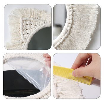 ArtiLady Šiaurietiškas katės gobeleno sieninis veidrodis su medvilnine virve ir geležiniu žiedu