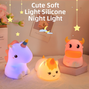 Νυχτερινό φως από σιλικόνη με λειτουργία αφή-φωτισμού (pat light) και επαγωγή, ενσωματωμένη μπαταρία 5V, σε σχήμα ζώου, καρτούν σχέδιο