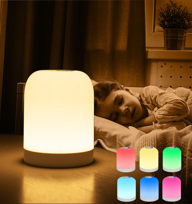 Lampa de noapte LED cu control tactil, alimentare pe baterie, abajur din plastic, model Y2020