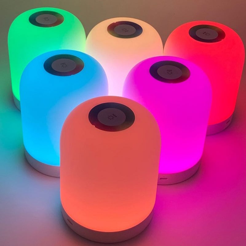 Lampa de noapte LED cu control tactil, alimentare pe baterie, abajur din plastic, model Y2020