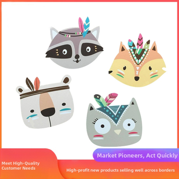 3D αυτοκόλλητο τοίχου με ζώα για παιδικό δωμάτιο – σανίδα ξύλου-πλαστικού, βαμμένη, κρεμαστό διακοσμητικό