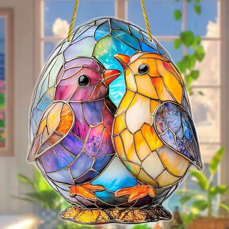 Akrilinės Velykinės kabinamos dekoracijos – kiaušinis ir kiškis, lango dekoracija, sieninis pakabukas, spauda